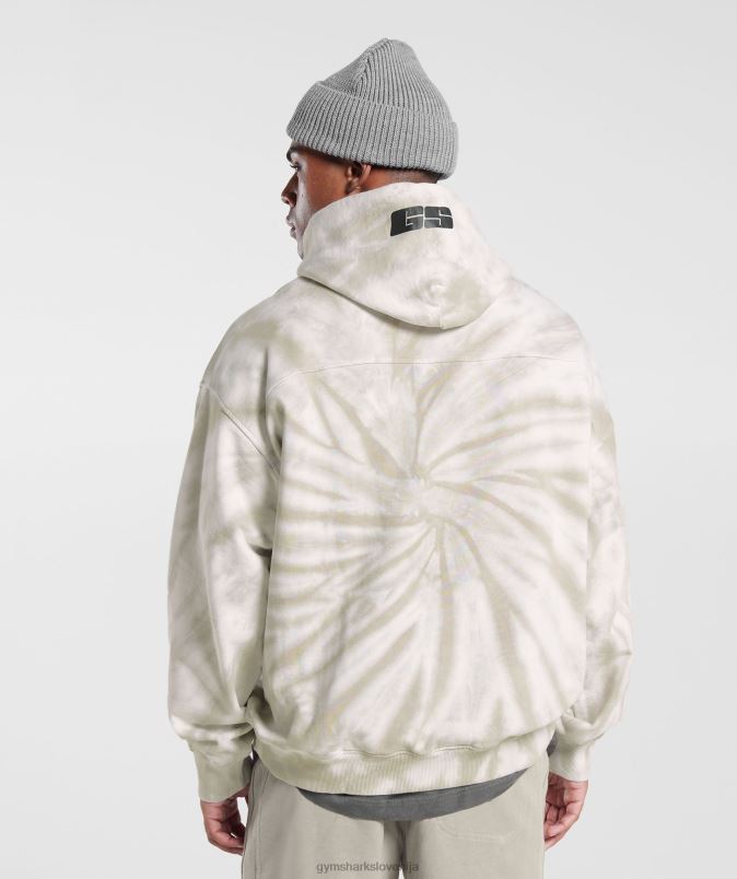 pulover s kapuco za dan počitka moškiGymshark bela/gobasto rjava/spiralna optika pranje J00L2802