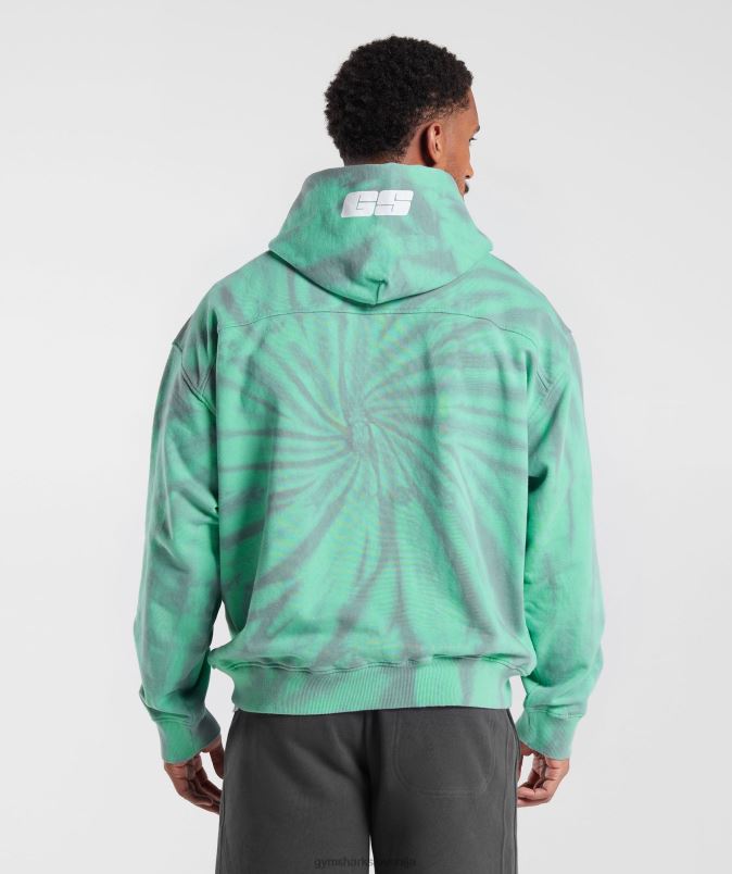 pulover s kapuco za dan počitka moškiGymshark oksidirano zelena/silhueta siva/spiralna optika pranje J00L2799