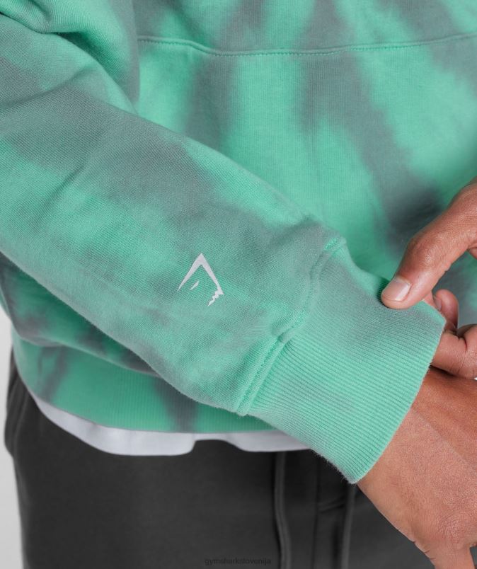 pulover s kapuco za dan počitka moškiGymshark oksidirano zelena/silhueta siva/spiralna optika pranje J00L2799