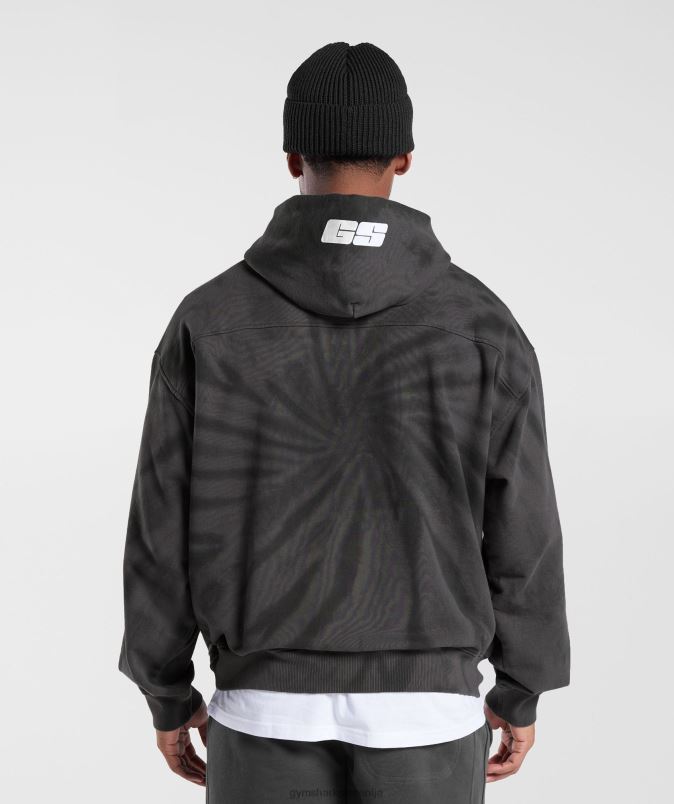 pulover s kapuco za dan počitka moškiGymshark silhueta siva/črna/spiralna optika pranje J00L2803