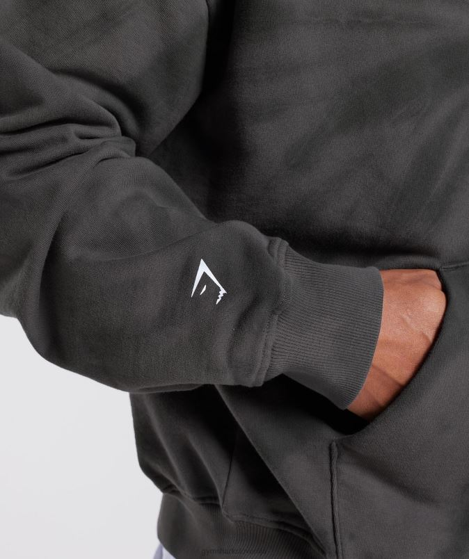 pulover s kapuco za dan počitka moškiGymshark silhueta siva/črna/spiralna optika pranje J00L2803
