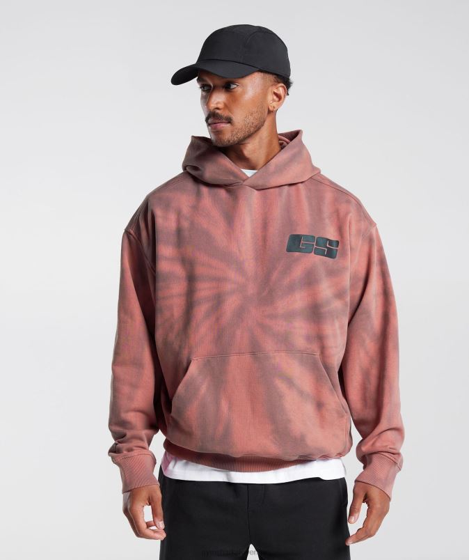 pulover s kapuco za dan počitka moškiGymshark terakota roza/prašno kostanjeva/spiralna optika pranje J00L2798