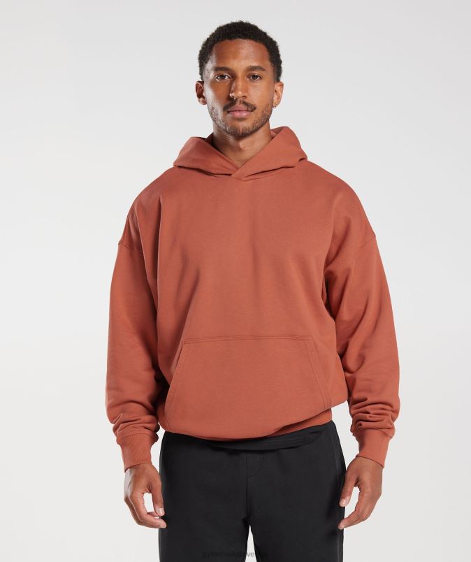pulover s kapuco za počitek moškiGymshark kaki rdeči J00L2797