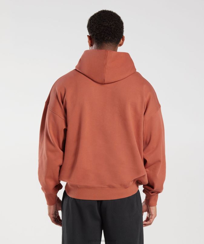 pulover s kapuco za počitek moškiGymshark kaki rdeči J00L2797