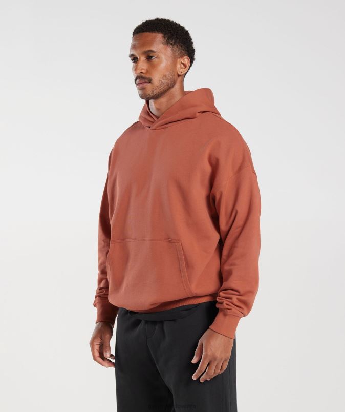 pulover s kapuco za počitek moškiGymshark kaki rdeči J00L2797