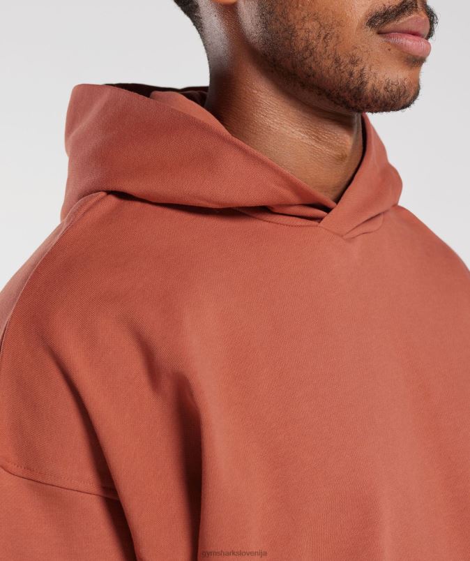 pulover s kapuco za počitek moškiGymshark kaki rdeči J00L2797