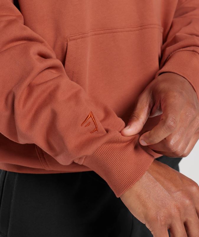 pulover s kapuco za počitek moškiGymshark kaki rdeči J00L2797