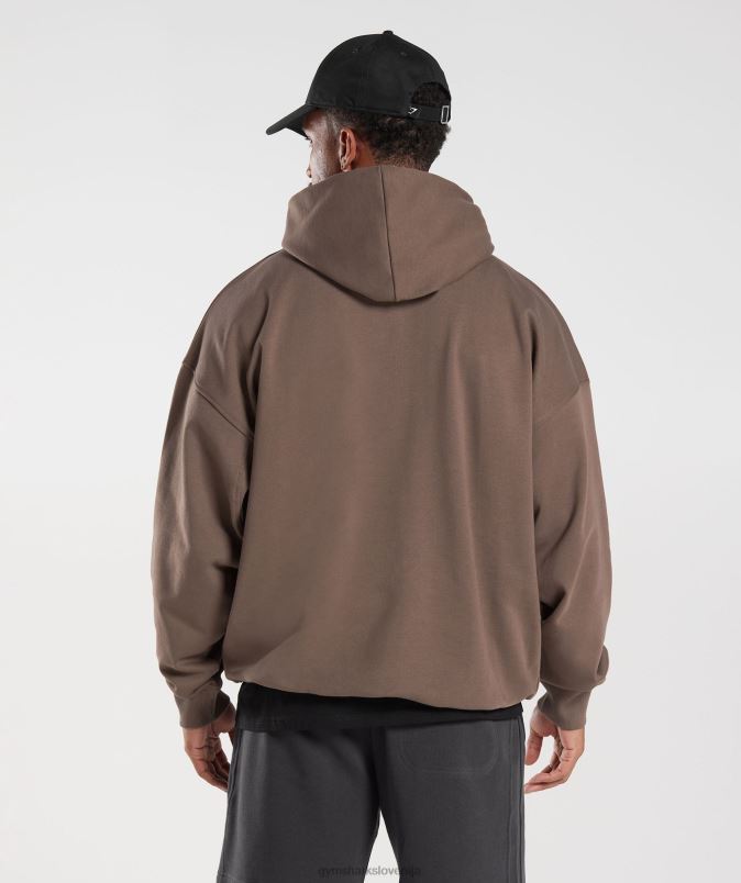 pulover s kapuco za počitek moškiGymshark tartufasto rjava J00L2876