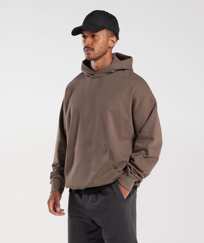 pulover s kapuco za počitek moškiGymshark tartufasto rjava J00L2876
