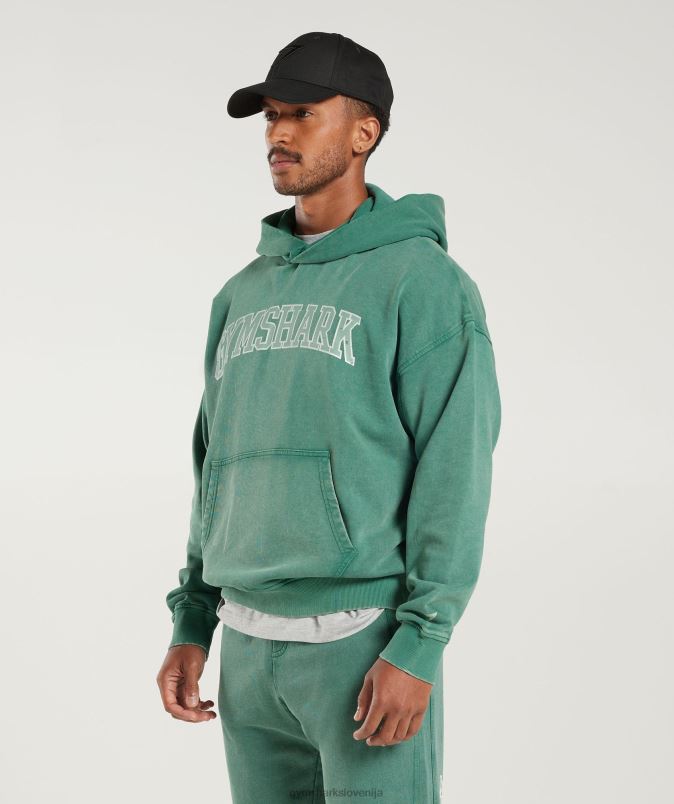 univerzitetni pulover s kapuco moškiGymshark črnilo modrozeleno/kislinsko pranje J00L2875