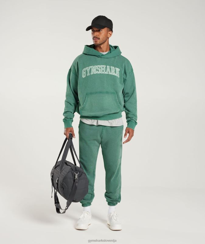 univerzitetni pulover s kapuco moškiGymshark črnilo modrozeleno/kislinsko pranje J00L2875