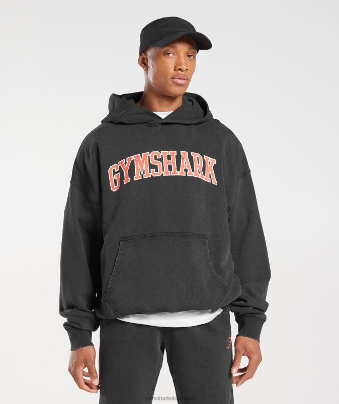 univerzitetni pulover s kapuco moškiGymshark črno/kislinsko pranje J00L2877
