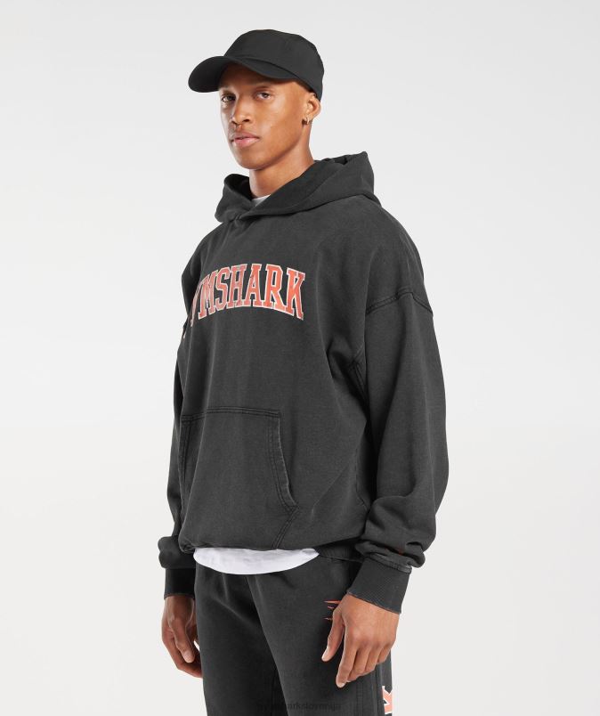 univerzitetni pulover s kapuco moškiGymshark črno/kislinsko pranje J00L2877