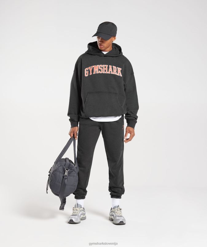 univerzitetni pulover s kapuco moškiGymshark črno/kislinsko pranje J00L2877