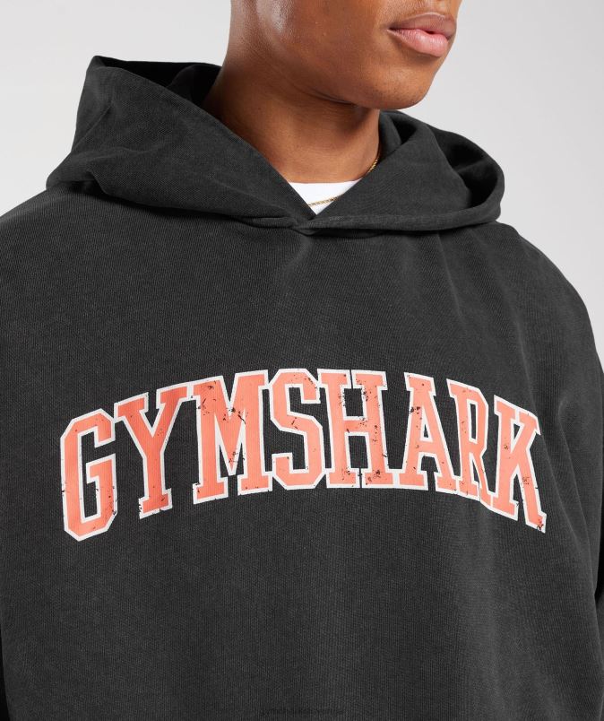univerzitetni pulover s kapuco moškiGymshark črno/kislinsko pranje J00L2877