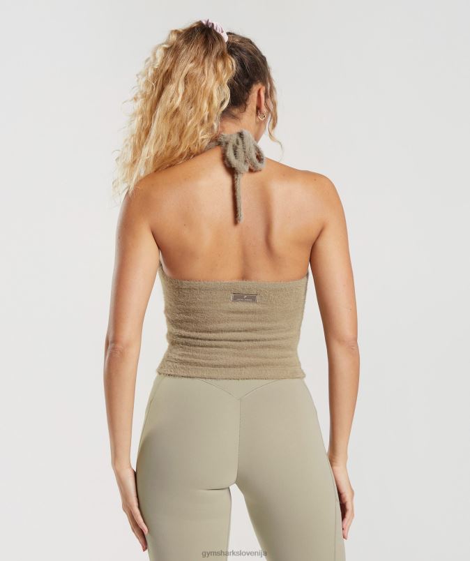 midi majica s povodcem za trepalnice whitney ženskeGymshark cementno rjava J00L2444
