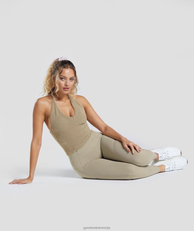midi majica s povodcem za trepalnice whitney ženskeGymshark cementno rjava J00L2444