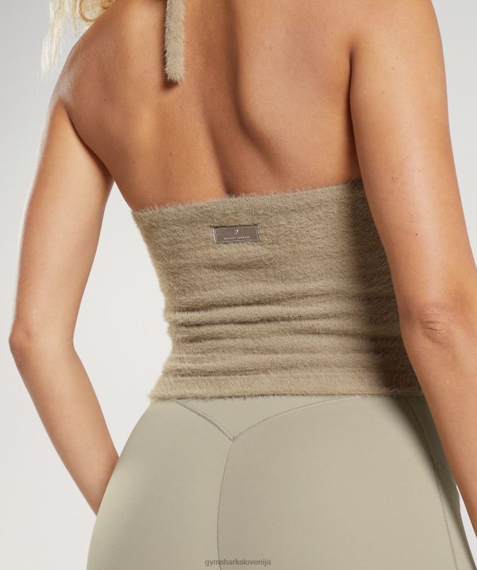 midi majica s povodcem za trepalnice whitney ženskeGymshark cementno rjava J00L2444