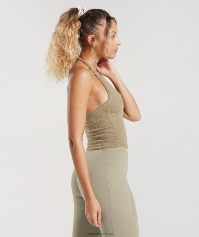 midi majica s povodcem za trepalnice whitney ženskeGymshark cementno rjava J00L2444