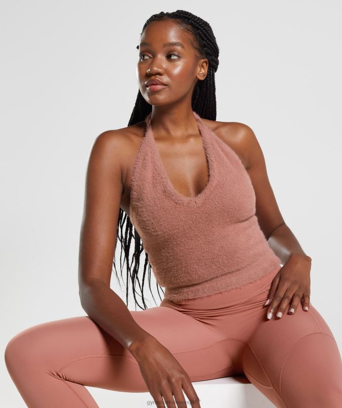midi majica s povodcem za trepalnice whitney ženskeGymshark kanjonsko rdeča J00L2447