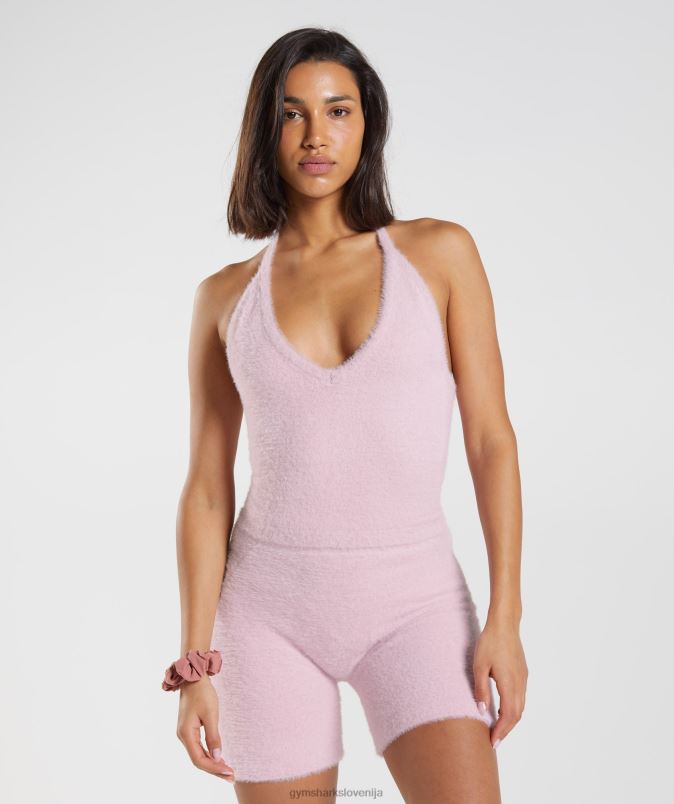 midi majica s povodcem za trepalnice whitney ženskeGymshark stisnjen cvetni list roza J00L2464