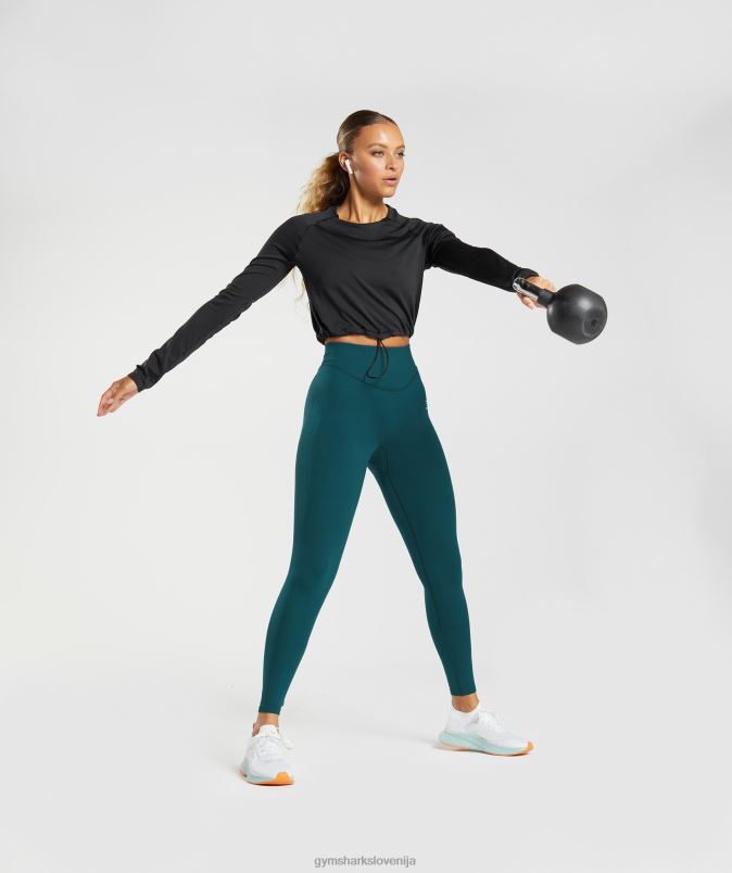 brezšivna majica z dolgimi rokavi ženskeGymshark Črna J00L2430