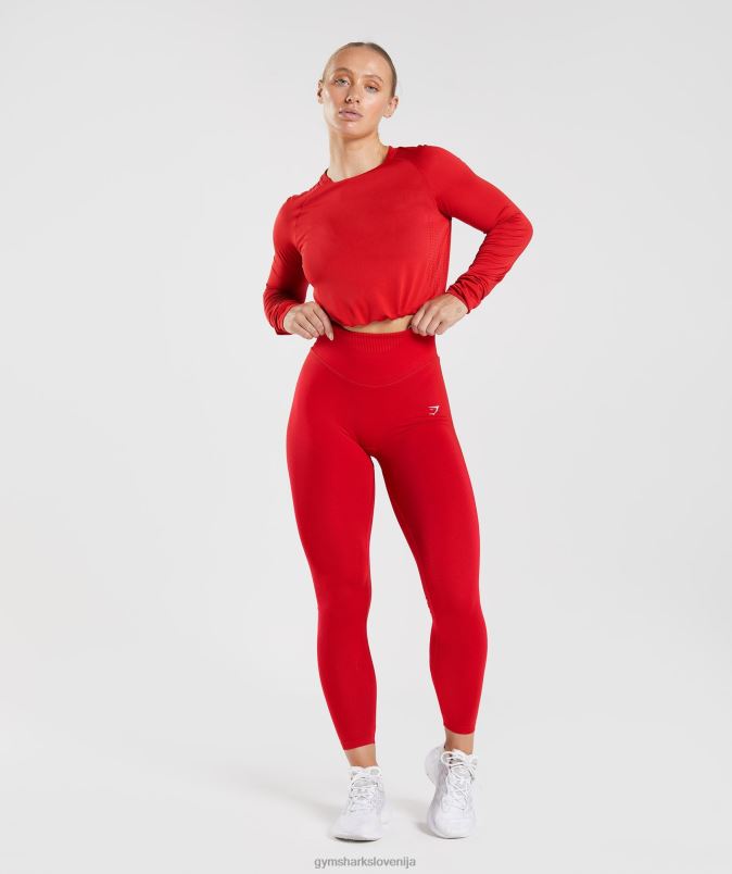 brezšivna majica z dolgimi rokavi ženskeGymshark salsa rdeča J00L2439