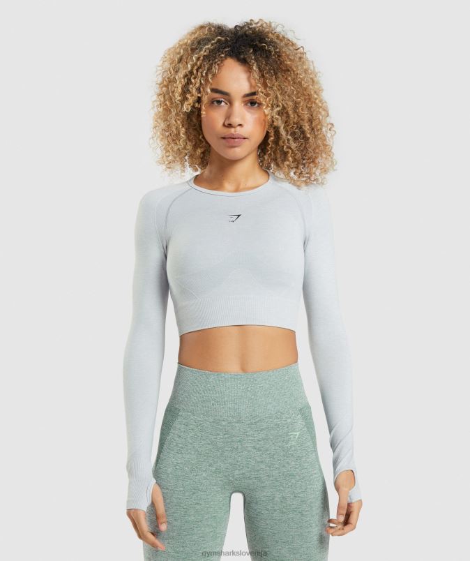 flex športna majica z dolgimi rokavi ženskeGymshark svetlo sivi lapor J00L2479
