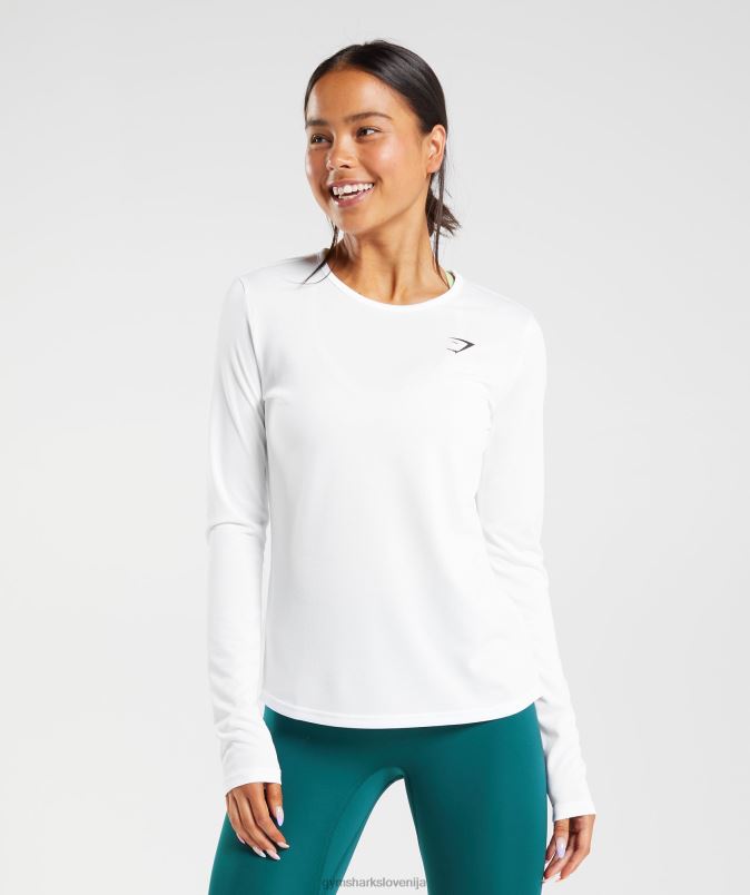 majica z dolgimi rokavi za trening ženskeGymshark bela J00L2493