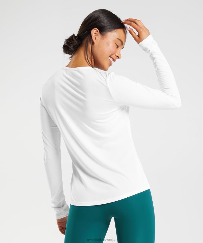 majica z dolgimi rokavi za trening ženskeGymshark bela J00L2493