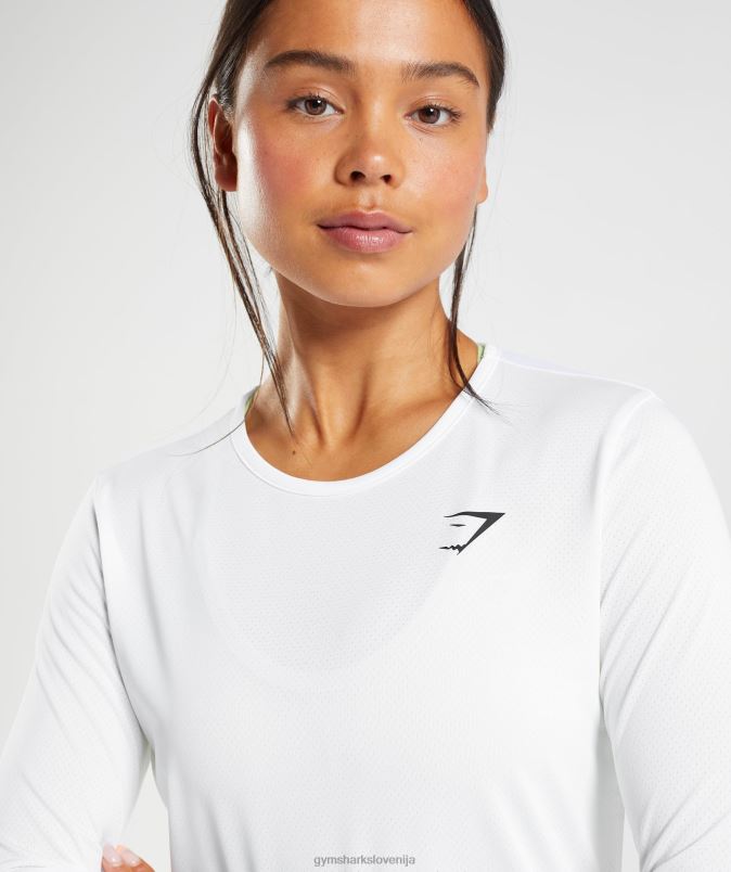 majica z dolgimi rokavi za trening ženskeGymshark bela J00L2493