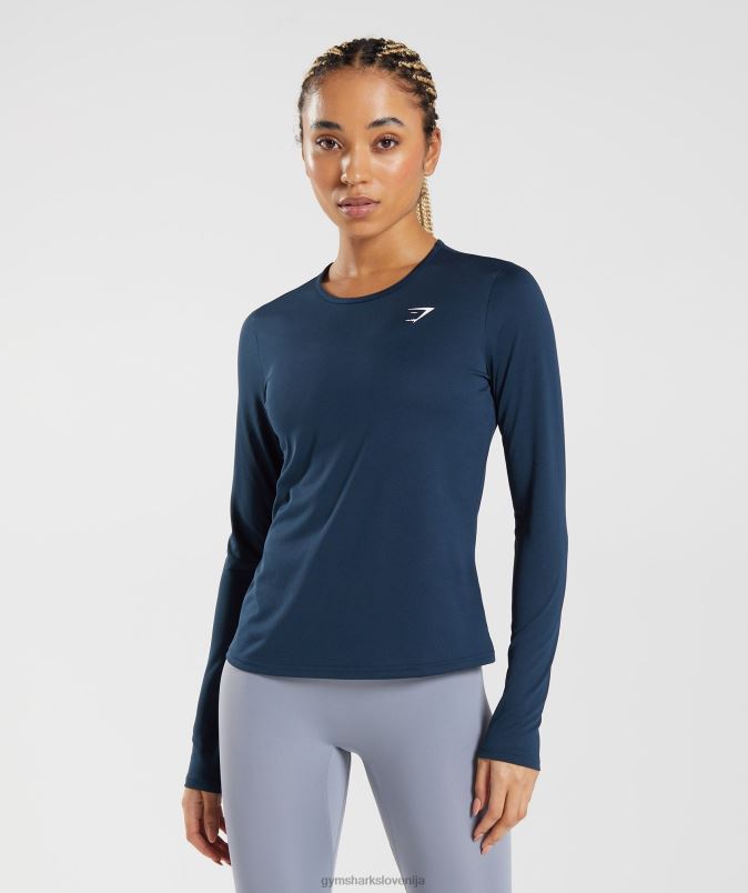 majica z dolgimi rokavi za trening ženskeGymshark mornarica J00L2416