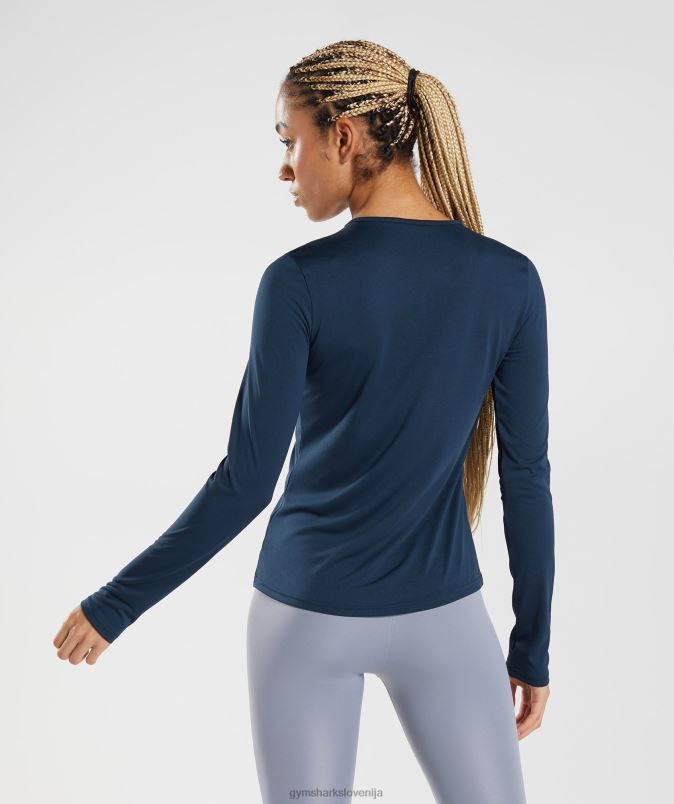 majica z dolgimi rokavi za trening ženskeGymshark mornarica J00L2416