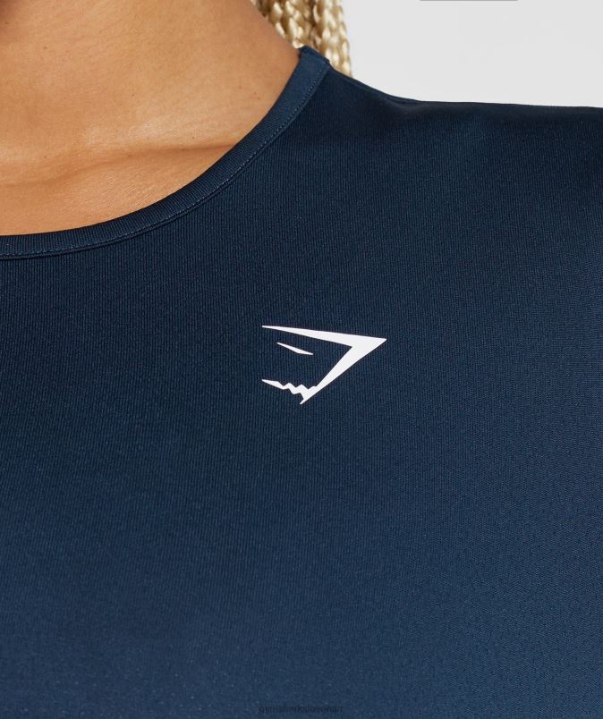 majica z dolgimi rokavi za trening ženskeGymshark mornarica J00L2416