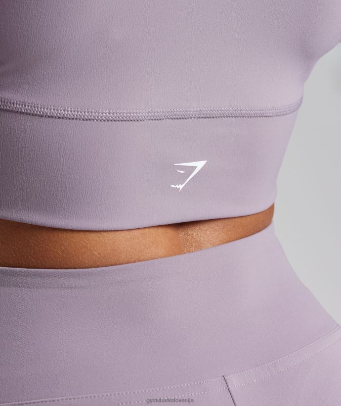 navzkrižna majica z dolgimi rokavi ženskeGymshark skrilavca sivke J00L2442