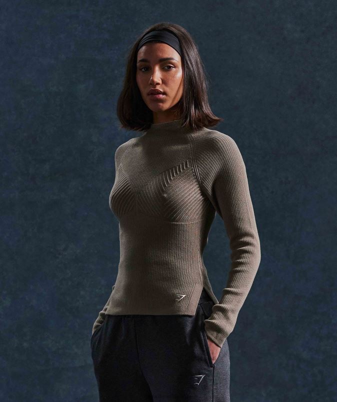pause pletenine z dolgimi rokavi ženskeGymshark cementno rjava/prodnato siva J00L2441