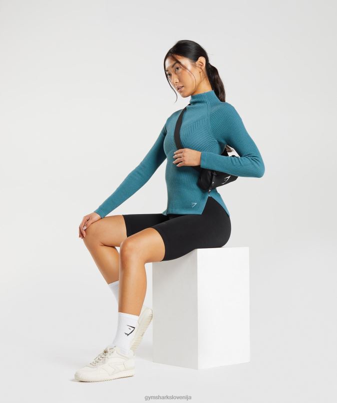 pause pletenine z dolgimi rokavi ženskeGymshark zoglenela modra/ukročena modra J00L2446