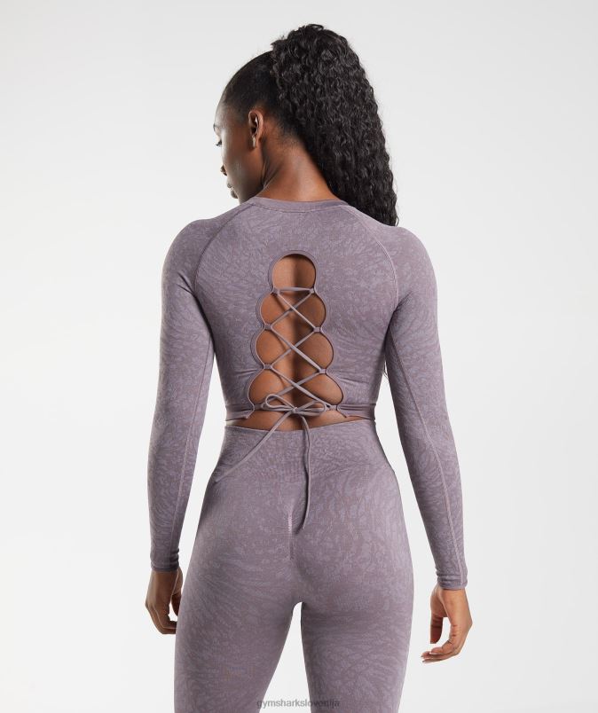 prilagodi živalski brezšivni zgornji del z vezalkami ženskeGymshark divji | mošusna lila J00L2453