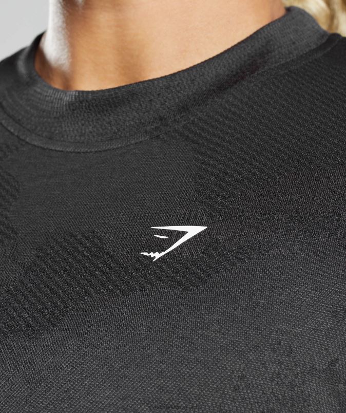 prilagodite kamuflažni brezšivni top z dolgimi rokavi ženskeGymshark lava | Črna J00L2478
