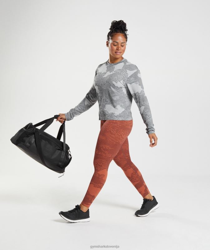 prilagodite kamuflažni brezšivni top z dolgimi rokavi ženskeGymshark svetlo siva/črna J00L2465