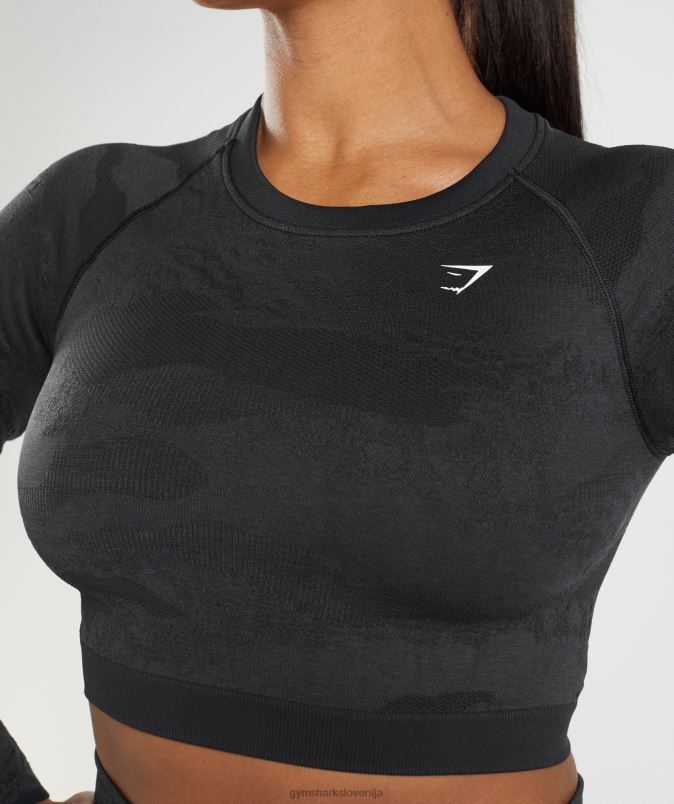 prilagodite kamuflažni brezšivni zgornji del z vezalkami ženskeGymshark črna/oniks siva J00L2451