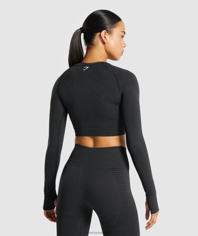 vital brezšivna majica z dolgimi rokavi 2.0 ženskeGymshark črni lapor J00L2467
