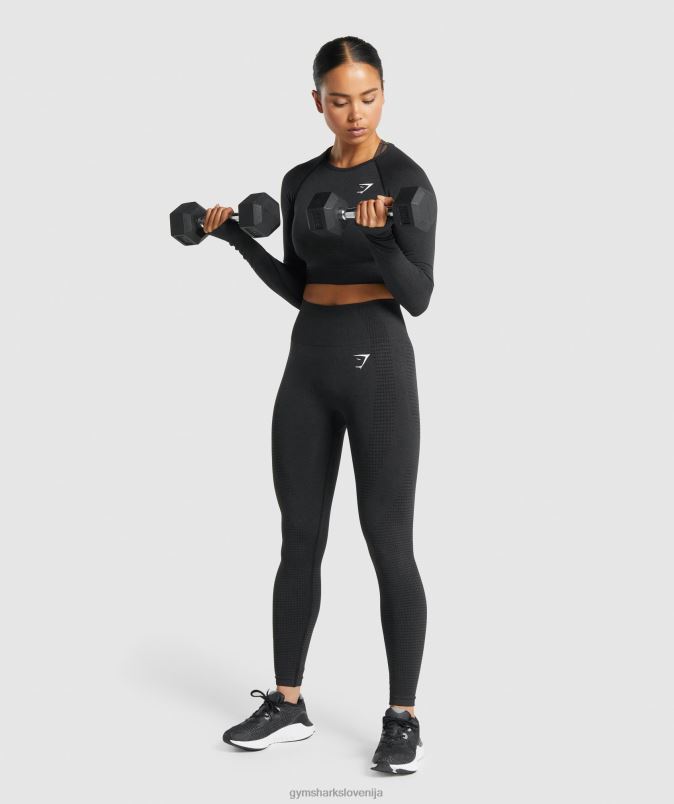 vital brezšivna majica z dolgimi rokavi 2.0 ženskeGymshark črni lapor J00L2467