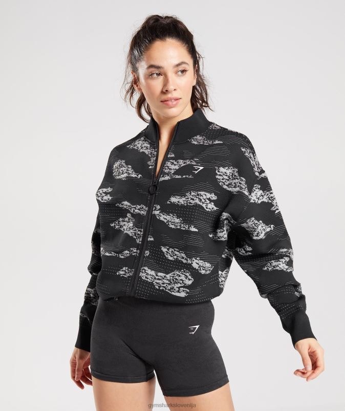 adaptirana kamuflažna brezšivna trenirka ženskeGymshark črna/svetlo siva J00L2383
