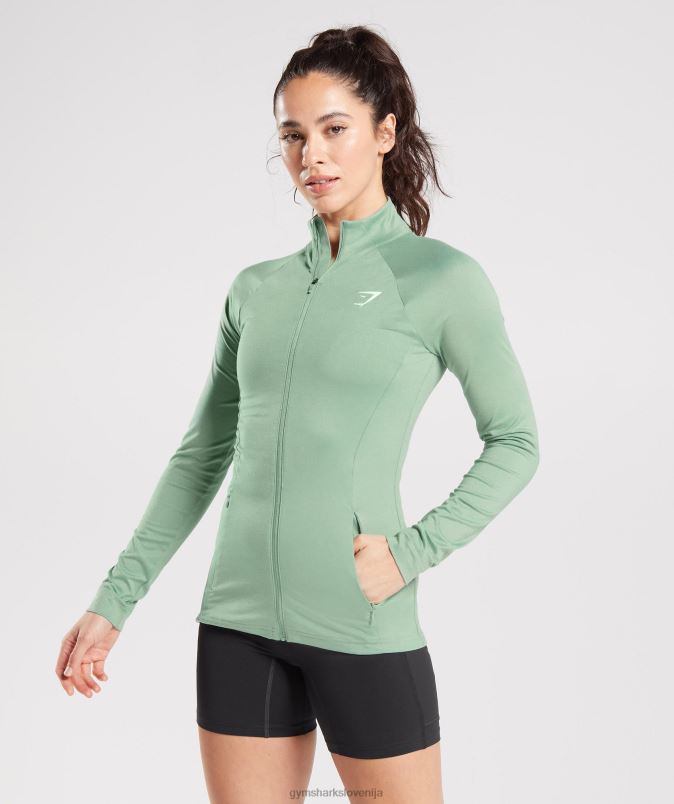 jopič z zadrgo za trening ženskeGymshark zelena puščavska kadulja J00L2344