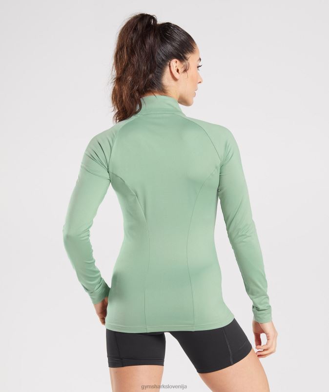jopič z zadrgo za trening ženskeGymshark zelena puščavska kadulja J00L2344