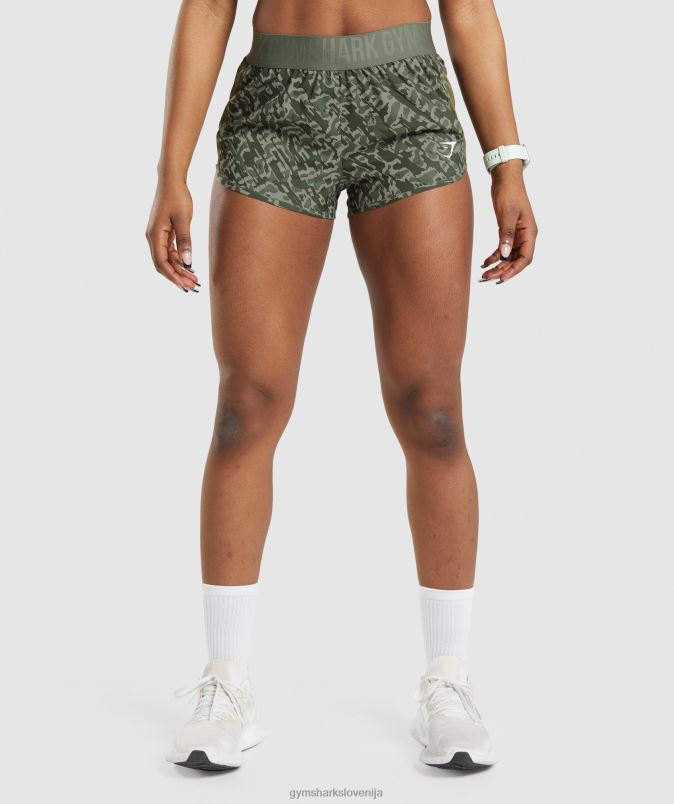 ohlapne kratke hlače za trening ženskeGymshark zeleni tisk J00L277