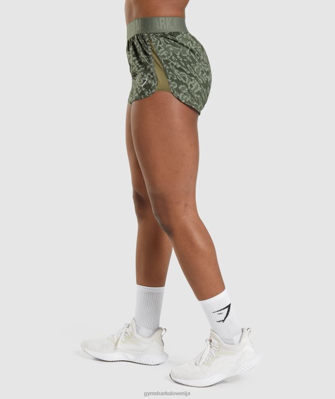 ohlapne kratke hlače za trening ženskeGymshark zeleni tisk J00L277