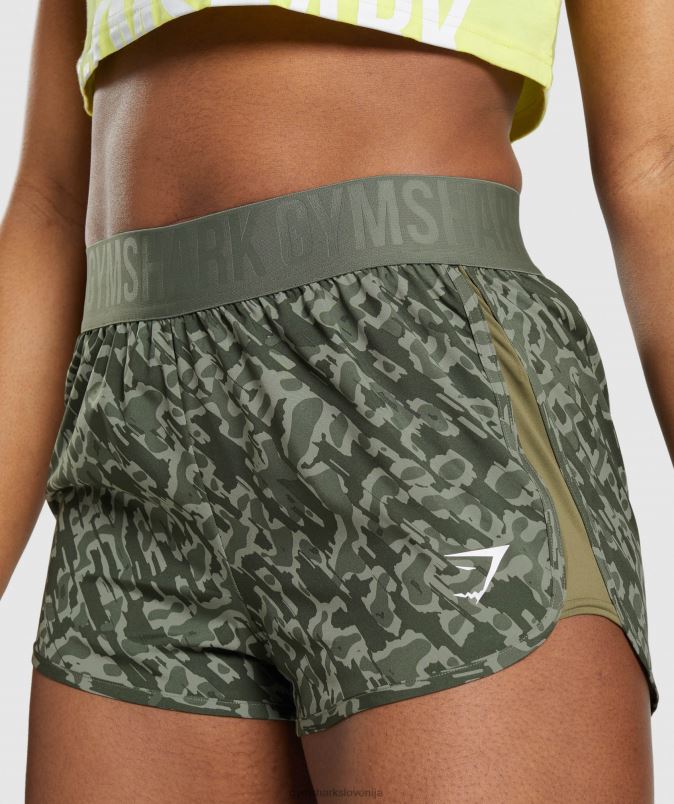 ohlapne kratke hlače za trening ženskeGymshark zeleni tisk J00L277