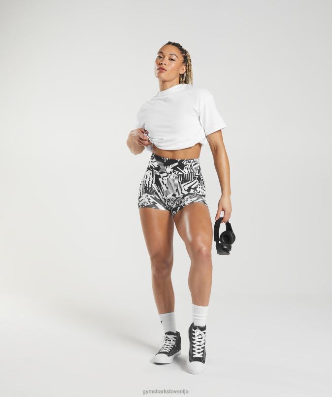 originalne oprijete kratke hlače gs power ženskeGymshark črni tisk J00L292